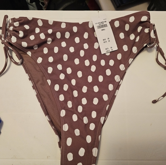 Abercrombie & Fitch Brown and White Dotted Bikini Bottom - Picture 2 of 6